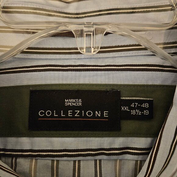 Marks & Spencer Collezione Button down Shirt Men`s XXL Multi Stripped - Picture 4 of 9